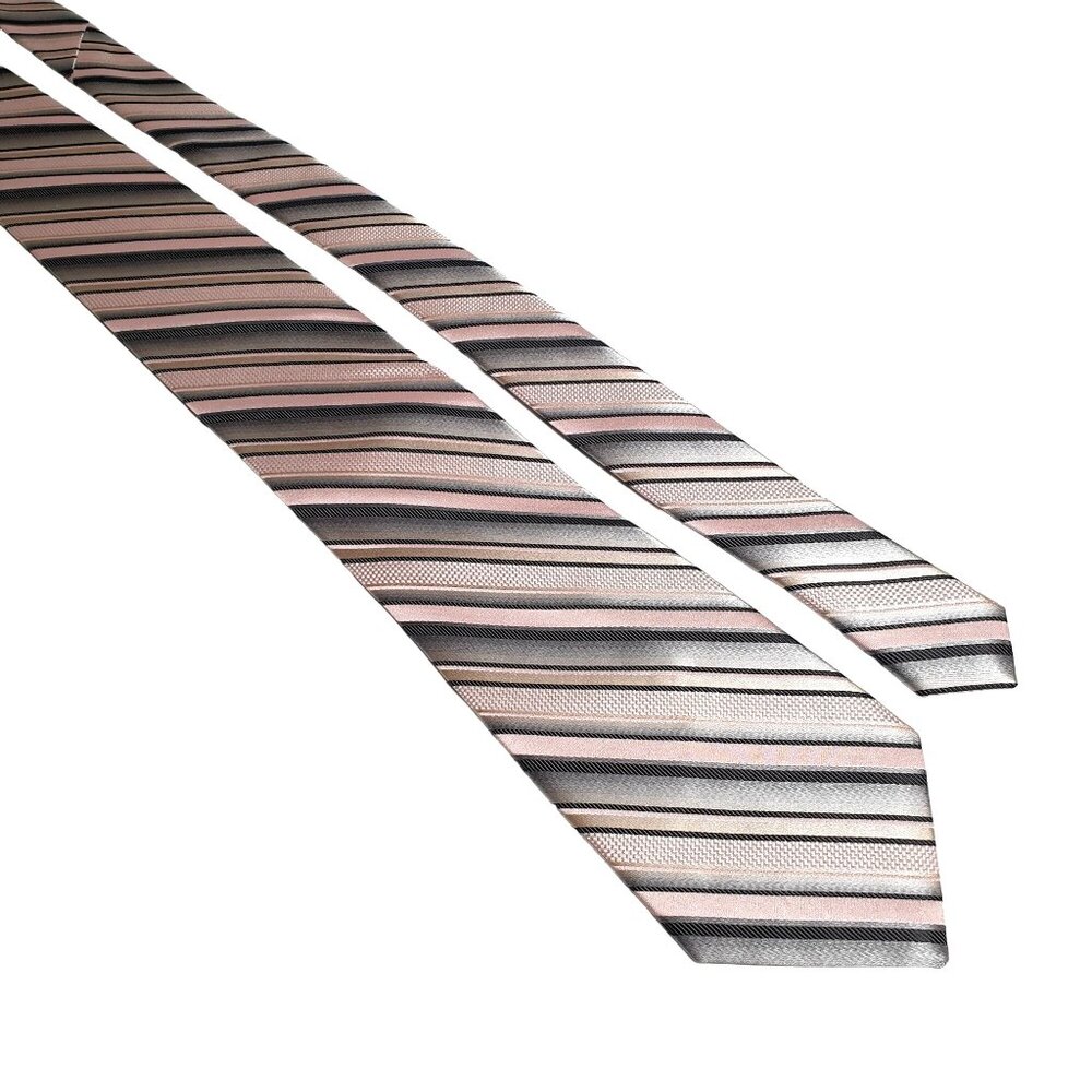 Bruno Pattelli Silk Men Necktie Tie Designer Accessory Pink Gray Office Dad Gift